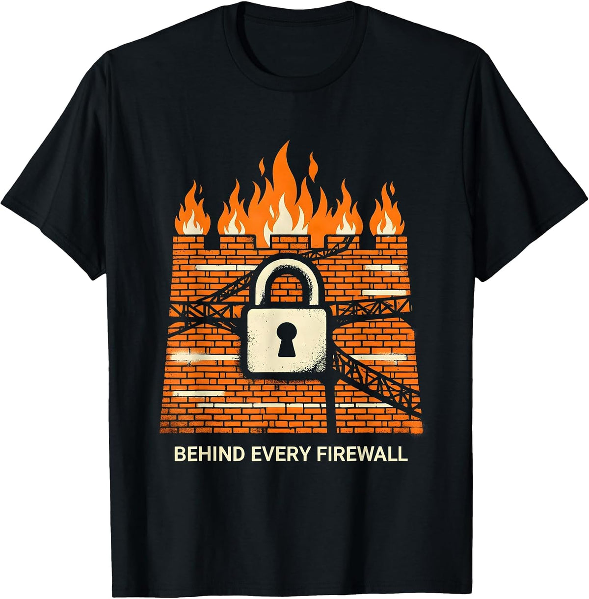 Men's Behind Every Firewall Cybersecurity Design T-Shirt - Black