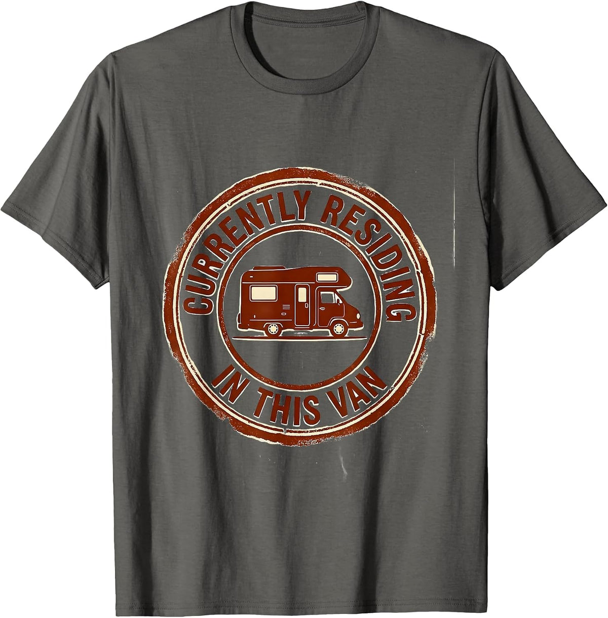 Currently Residing In This Van Retro Van Life Nomads Camper T-Shirt - Asphalt Grey