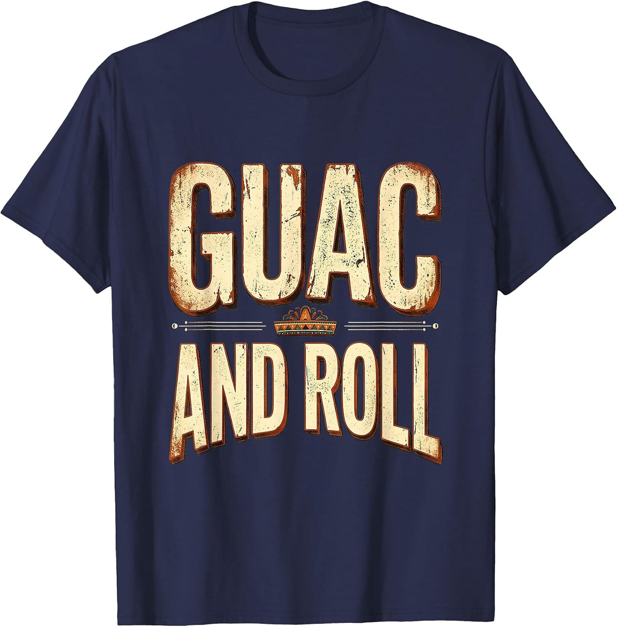 Guac and Roll Cinco de Mayo Fiesta Design T-Shirt - Navy Blue