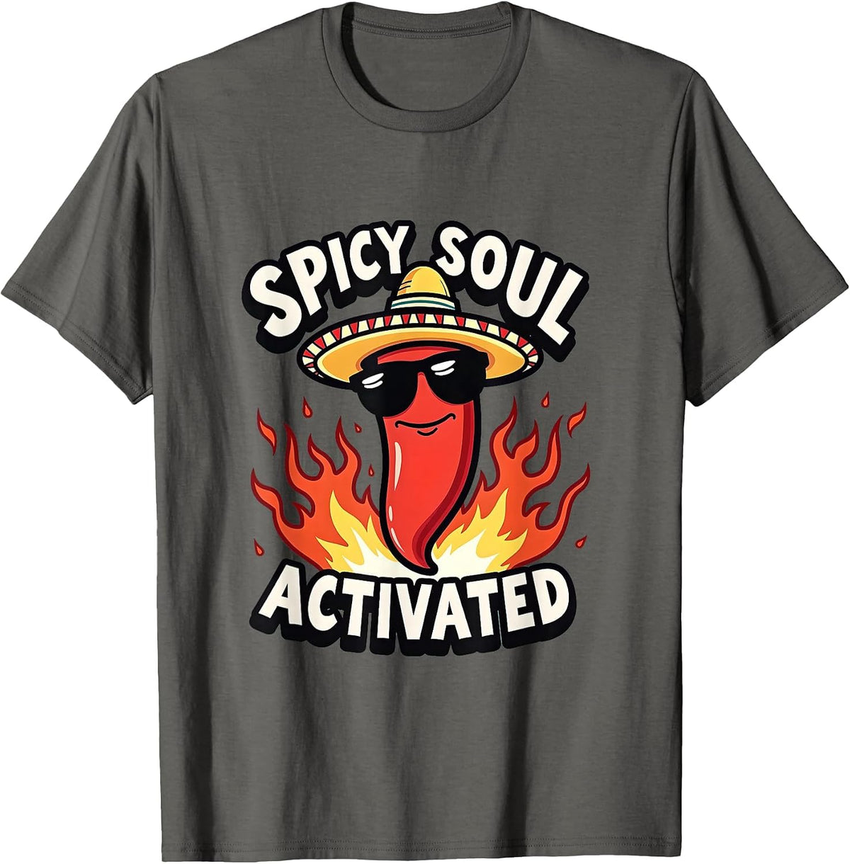 Spicy Soul Activated Cinco De Mayo Design T-Shirt - Asphalt Grey