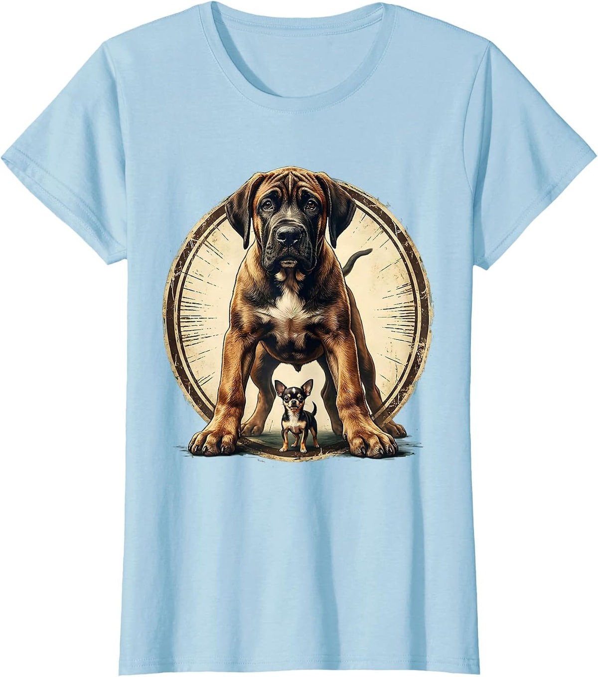 Women's Big Little Great Dane and Chihuahua Dog Design T-Shirt - Baby Blue