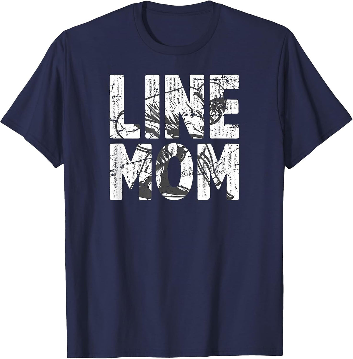 Football Lineman Mom T-Shirt Tee for Proud Mother of A Football Line Player - Navy Blue
