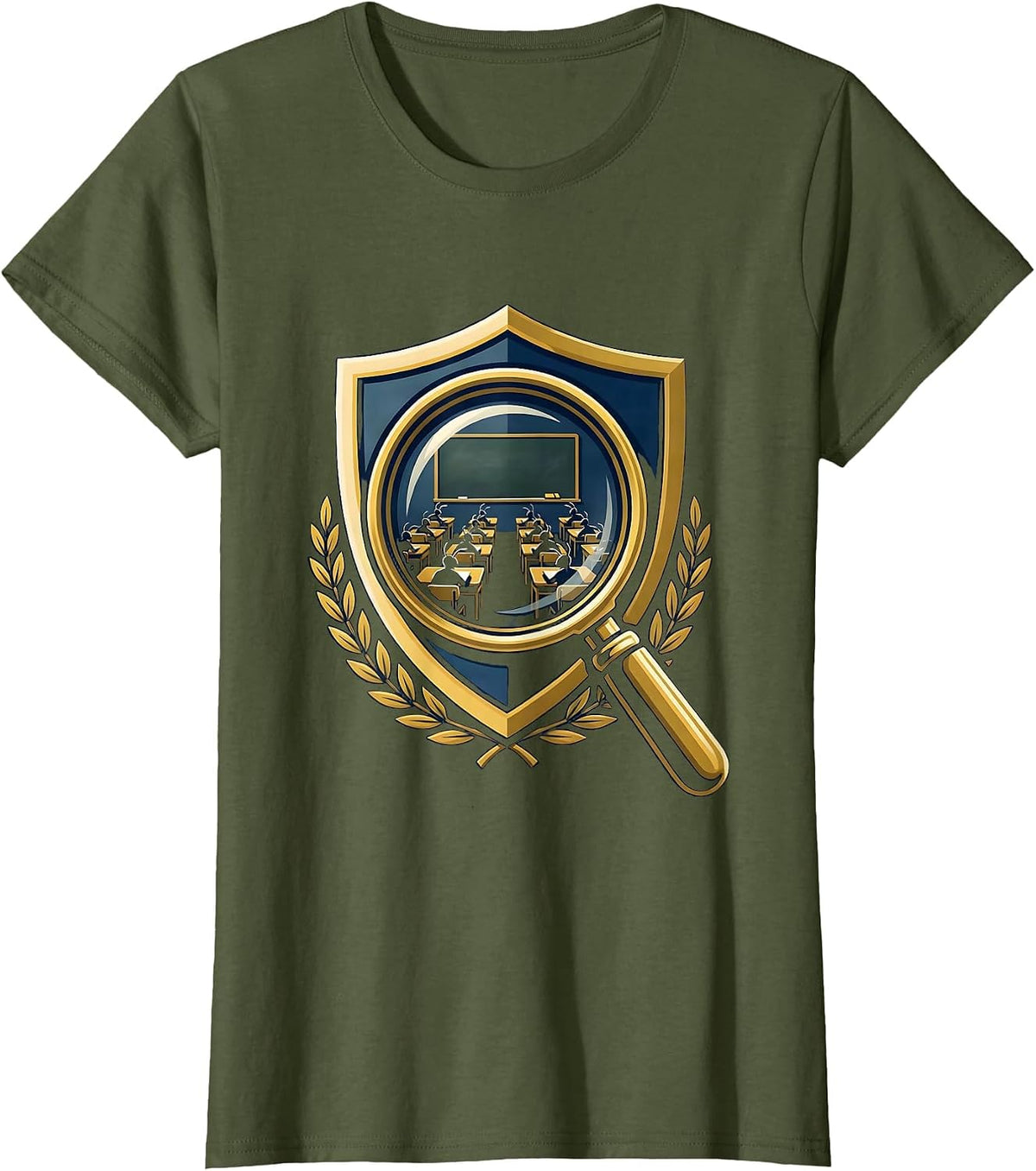 Women's 5th Grade Teacher Magnifying Glass Ant Classroom T-Shirt - Olive Green