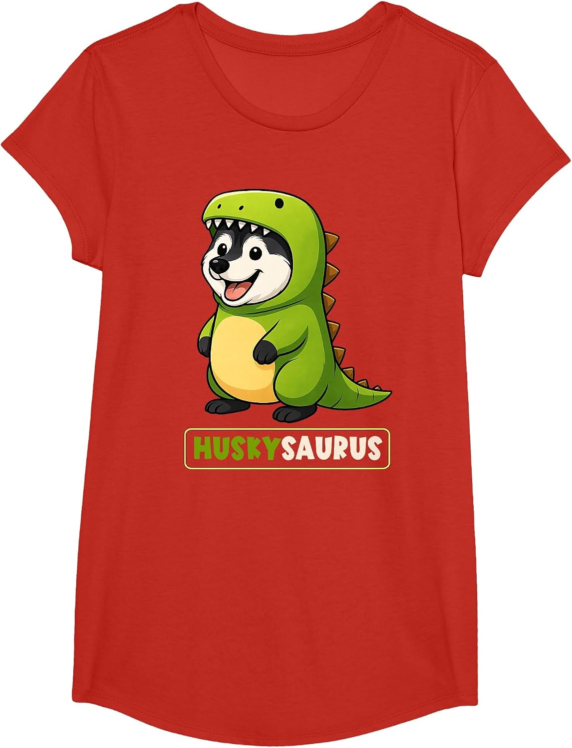 Husky Dinosaur Costume Trex Huskysaurus Animal Lover Mom Dad T-Shirt - Girls Red