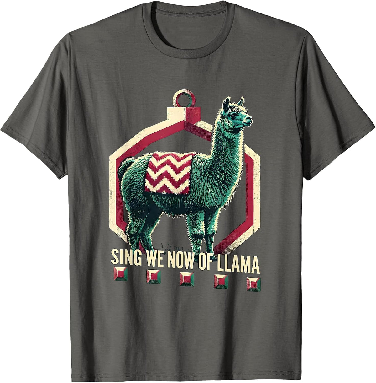 Sing We Now of Llama Funny Christmas Llama Lover Gift T-Shirt - Asphalt Grey