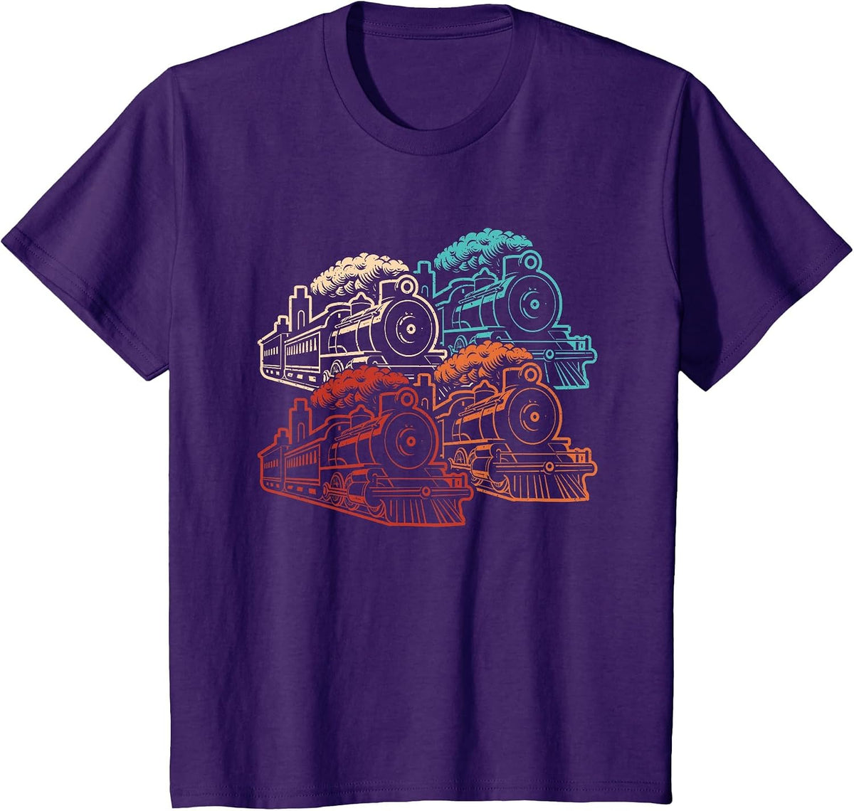 Train Lover Railroad Conductor Model Train Retro Men Women T-Shirt - Purple