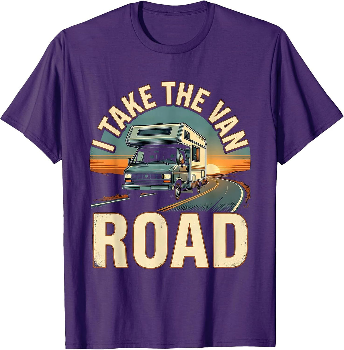 I Take The Van Road Vintage Van Life Adventure Road Trip T-Shirt - Purple
