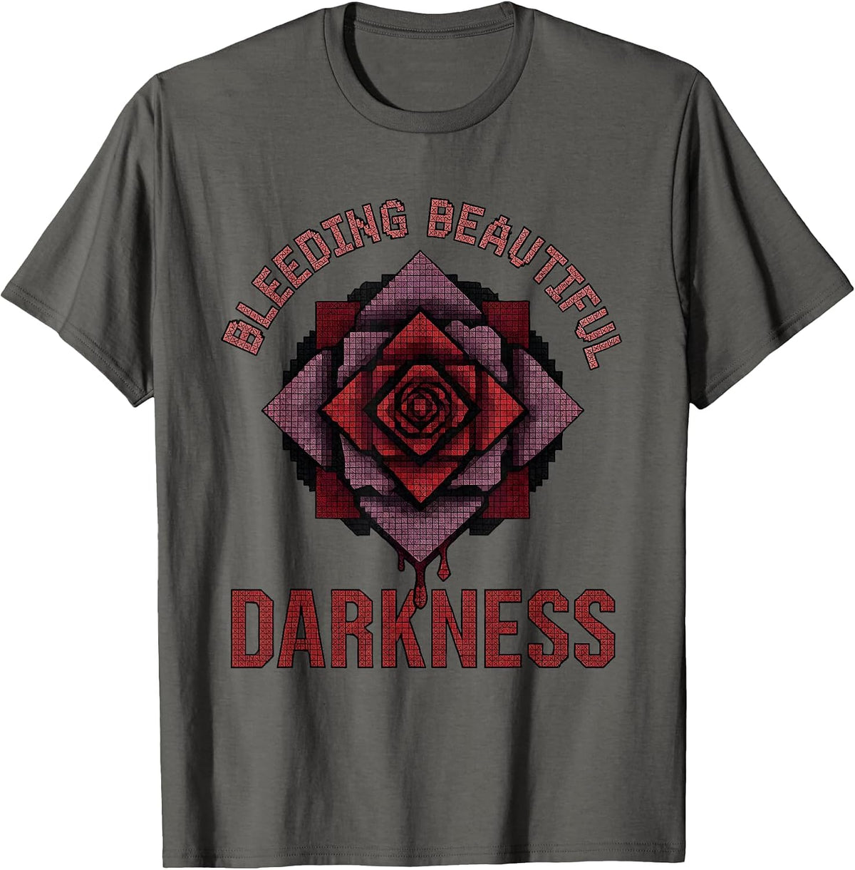 Bleeding Beautiful Darkness Gothic Design T-Shirt - Asphalt Grey