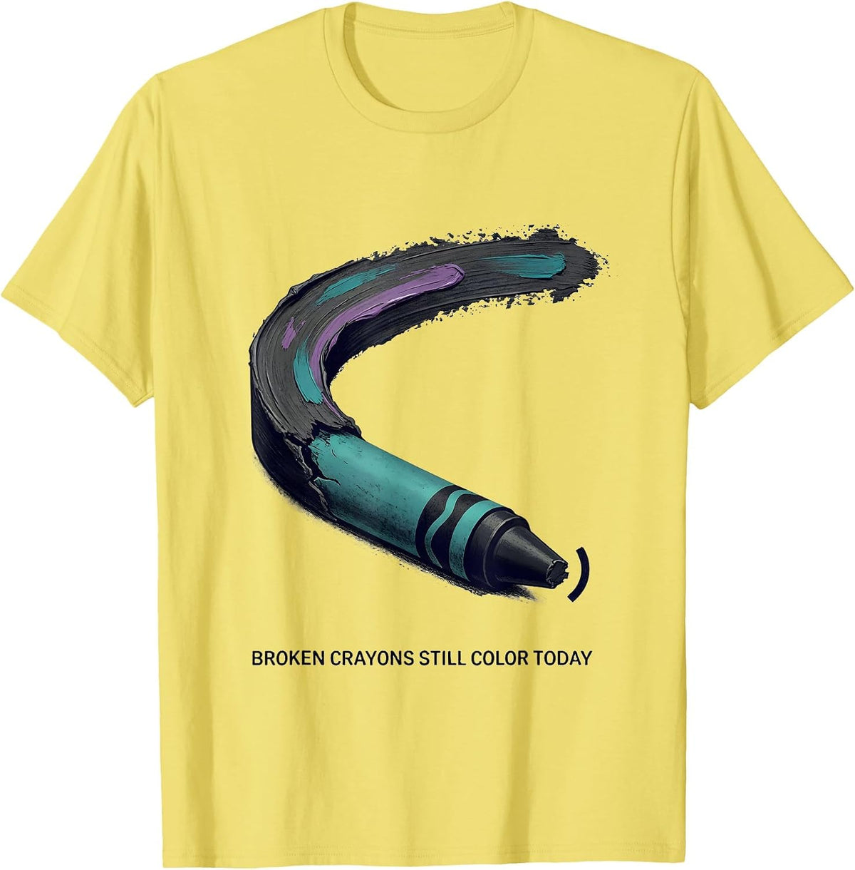 Men's Broken Crayons Still Color Today Mental Health Awareness T-Shirt - Lemon Yellow