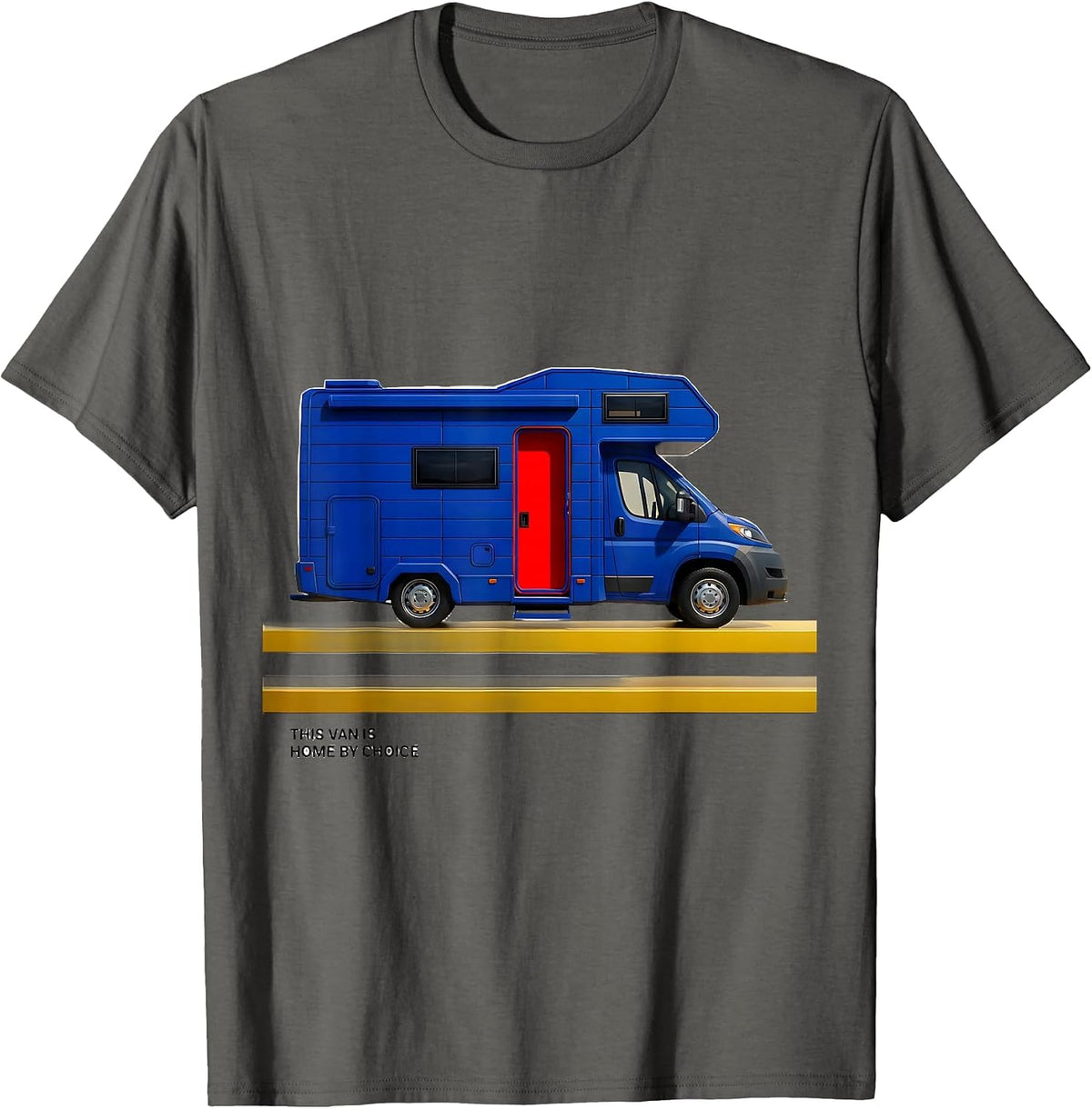 Men's This Van Is Home By Choice Geometric Van Life Nomad Retro T-Shirt - Asphalt Grey