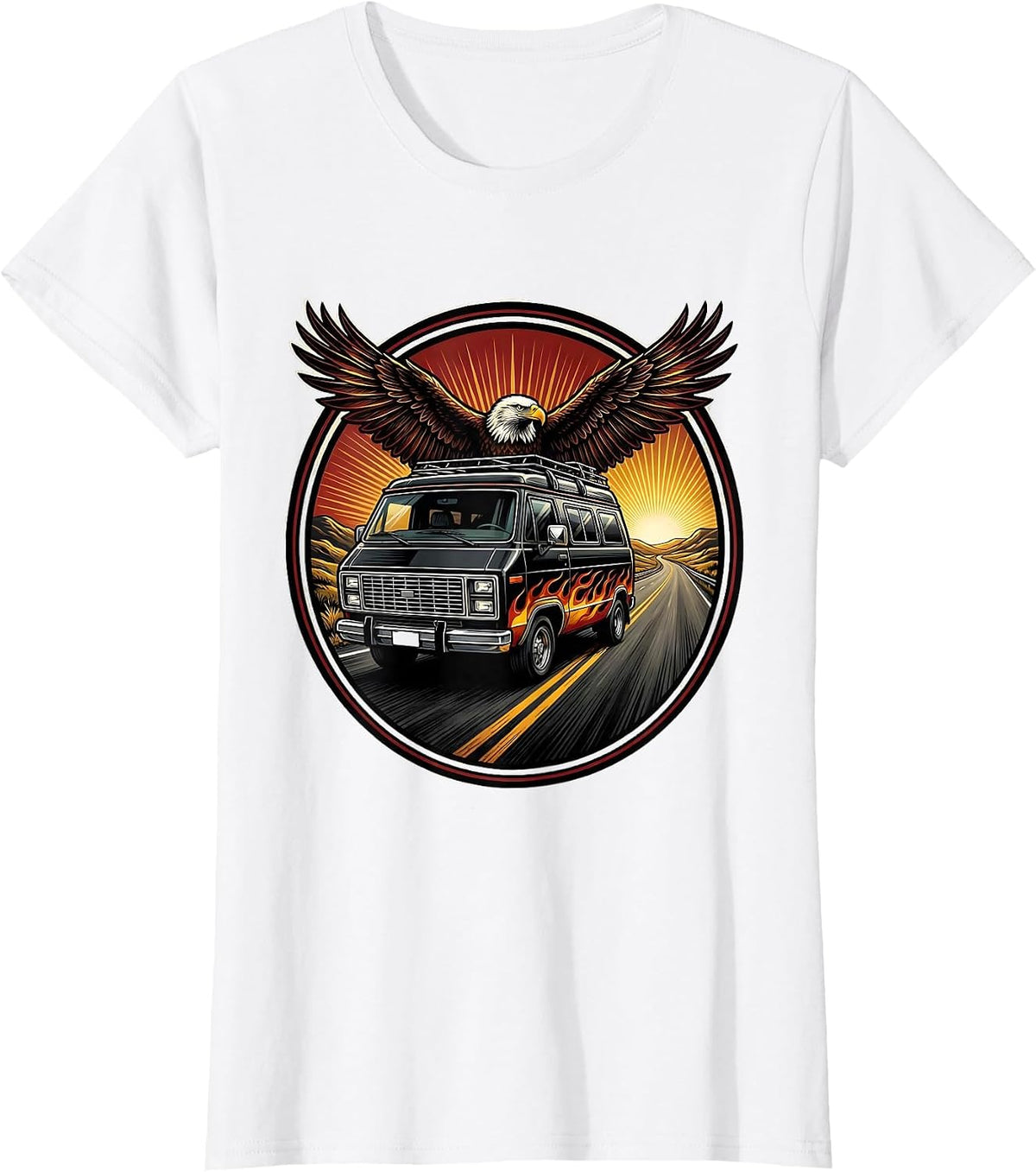 Women's Vintage Tour Van Open Highway Graphic T-Shirt - White