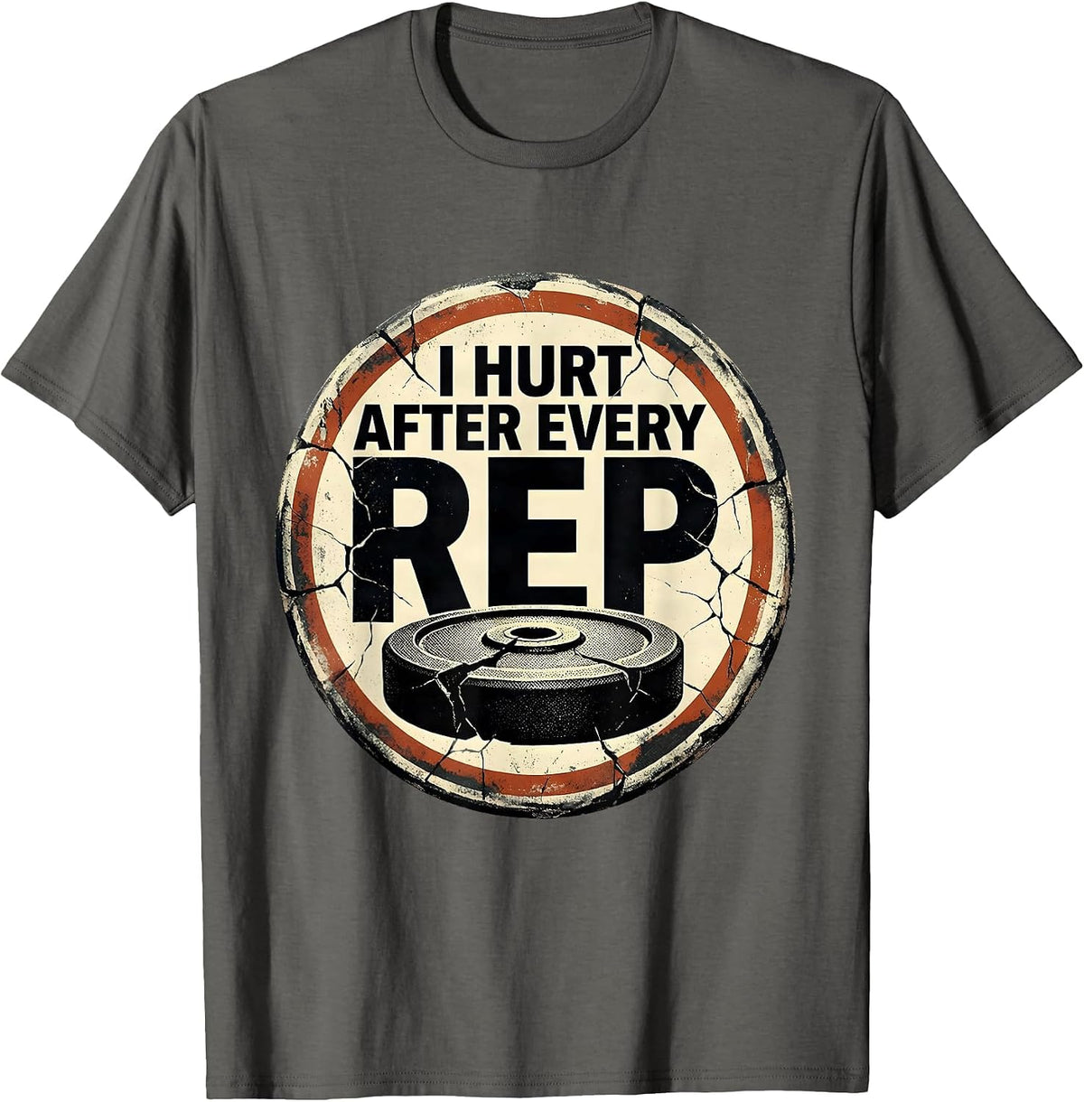 Men's I Hurt After Every Rep Distressed Gym Workout Weightlifter T-Shirt - Asphalt Grey