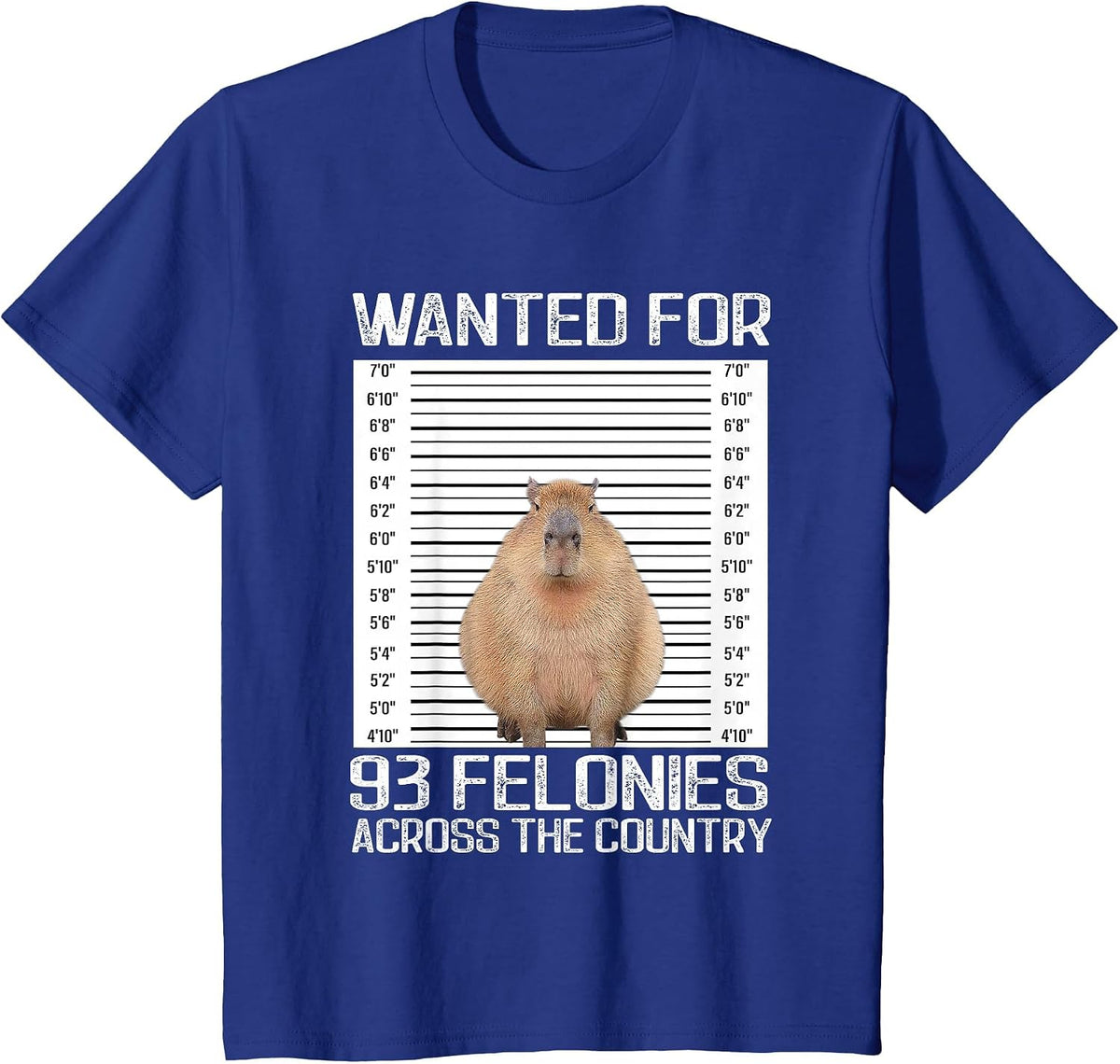 Capybara Manhunt Photo for 93 Crimes Around the Country T-Shirt - Royal Blue