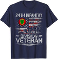 24th Infantry Division Veteran Military Veterans Day Vintage T-Shirt - Navy Blue