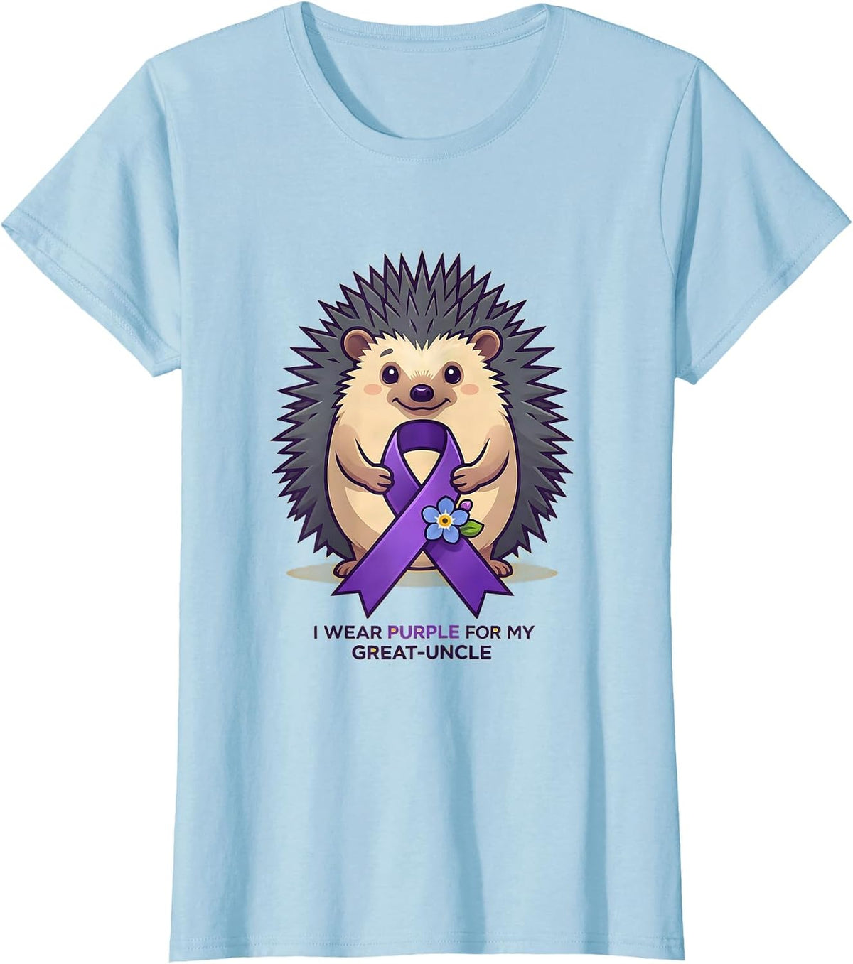 I Wear Purple For My Great-Uncle Alzheimer's Awareness T-Shirt - Baby Blue