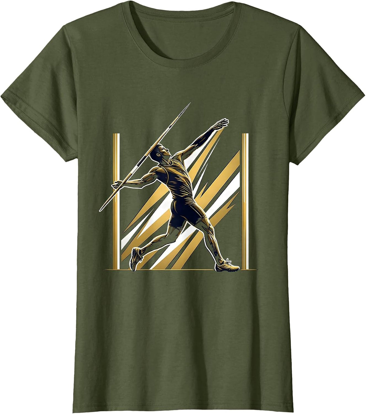 Women's Javelin Thrower Full Release Athletic Graphic T-Shirt - Olive Green