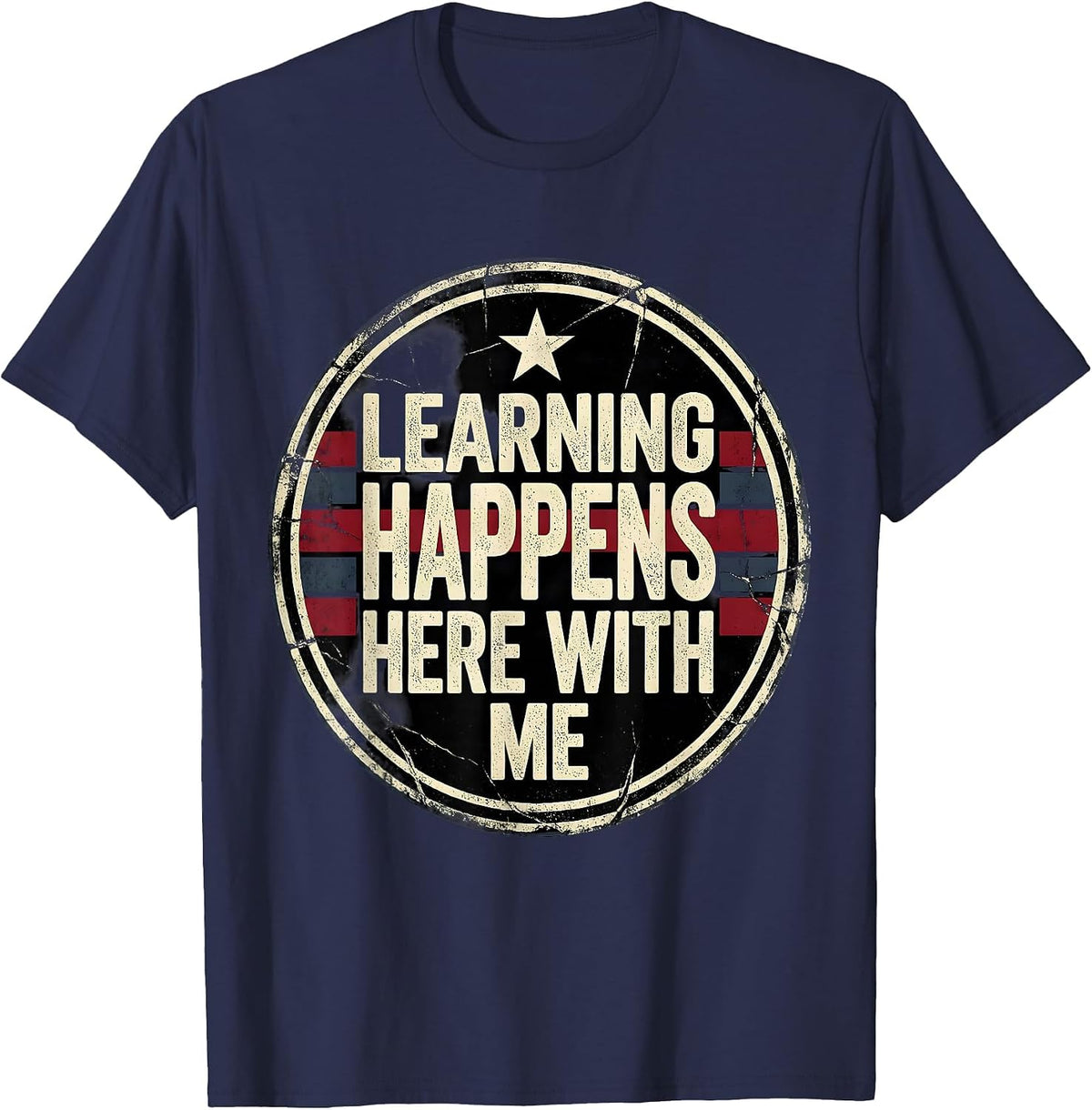 Men's Learning Happens Here With Me Paraprofessional T-Shirt - Navy Blue