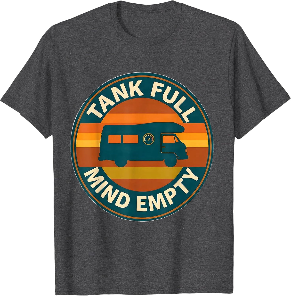 Men's Tank Full Mind Empty Retro Van Life Nomads Van Dwellers T-Shirt - Dark Heather Grey