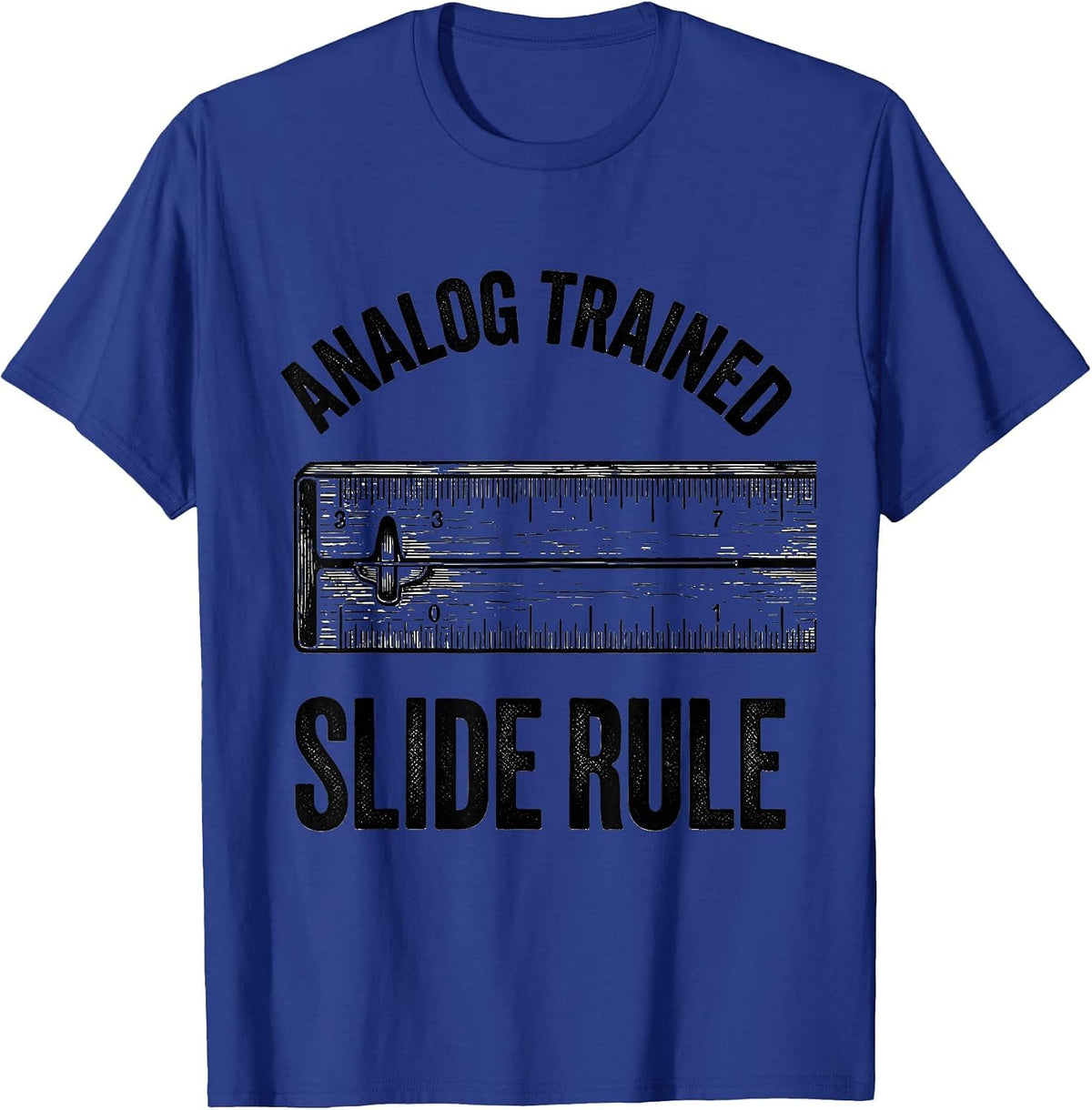 Men's Analog Trained Slide Rule Retro Mechanical Instrument T-Shirt - Royal Blue