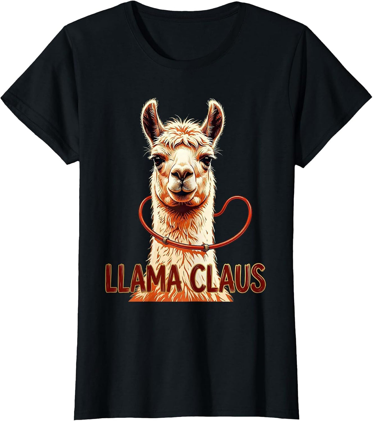 Llama Claus Funny Llama Lover Christmas Novelty T-Shirt - Black