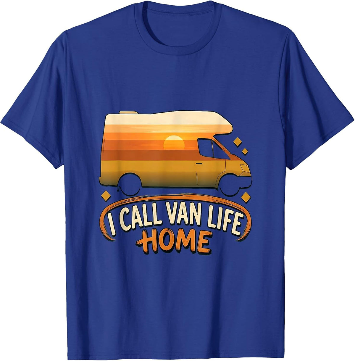 Men's I Call Van Life Home Retro Van Dwellers Nomads Gift T-Shirt - Royal Blue