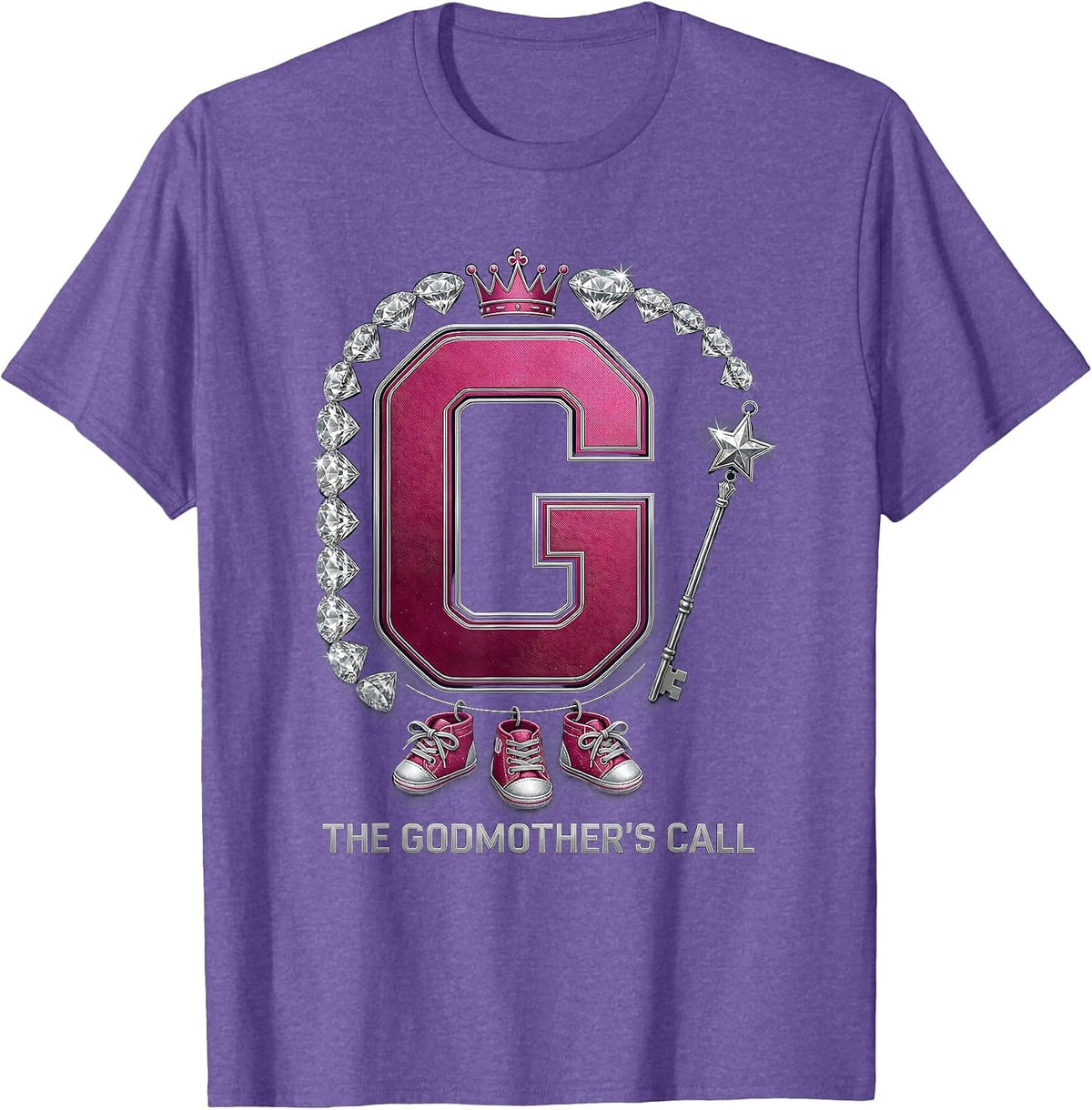 Men's The Godmother's Call Sparkle Varsity Fairy Tale Gift T-Shirt - Purple Heather