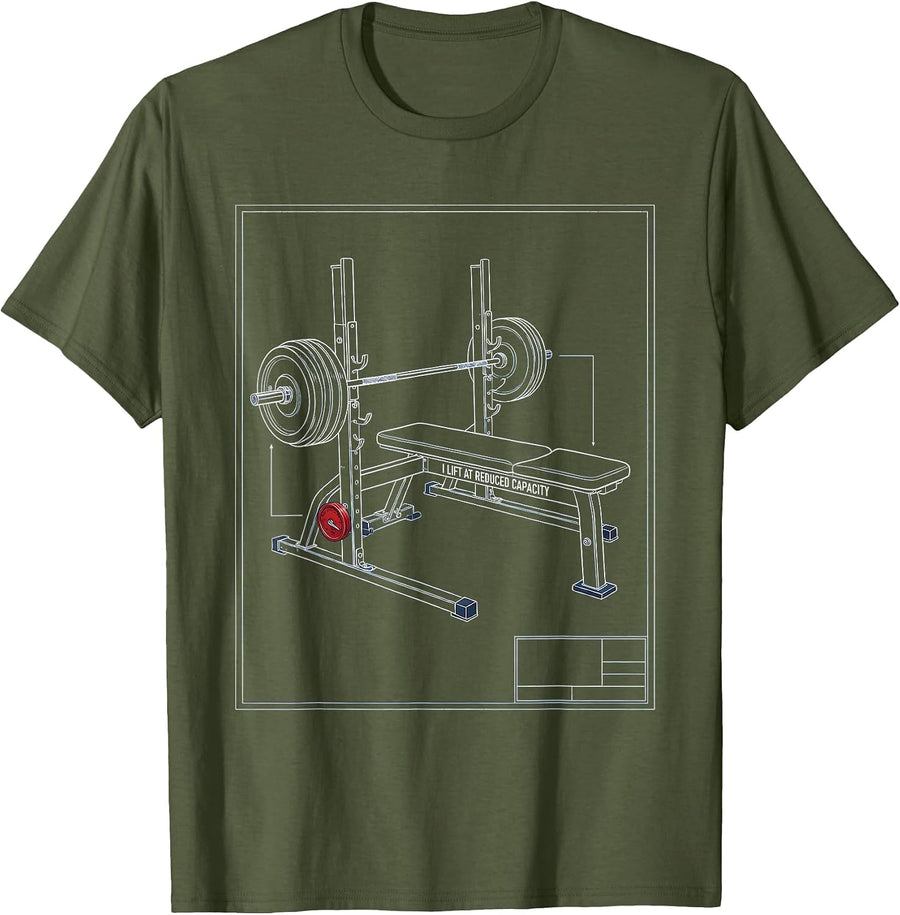Men's I Lift At Reduced Capacity Funny Gym Weightlifting Workout T-Shirt - Olive Green