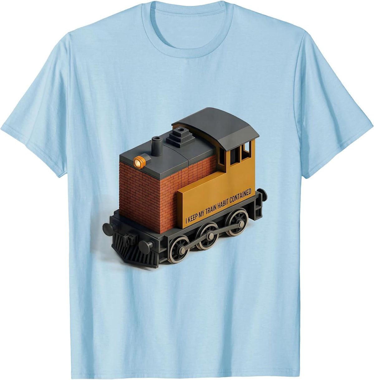 I Keep My Train Habit Contained Funny Train Enthusiast Model T-Shirt - Baby Blue