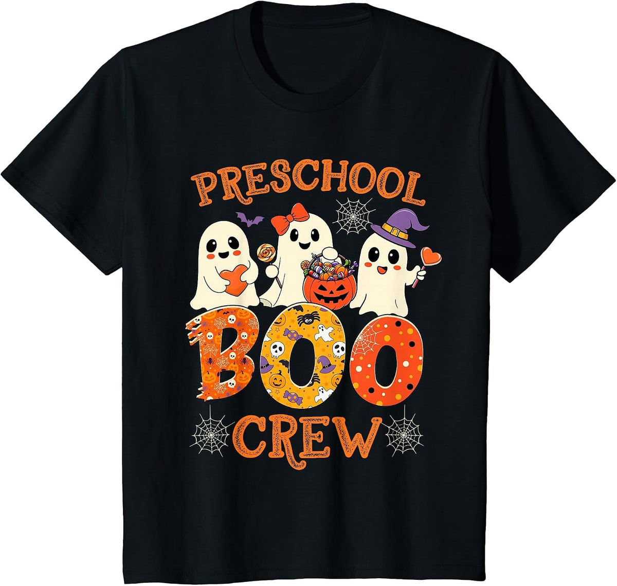 Preschool Boo Crew Funny Halloween Costume for Teacher Kids T-Shirt - Black