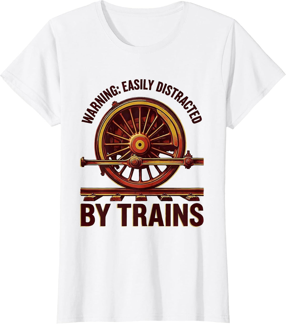 Warning Easily Distracted By Trains Retro Steam Train T-Shirt - White