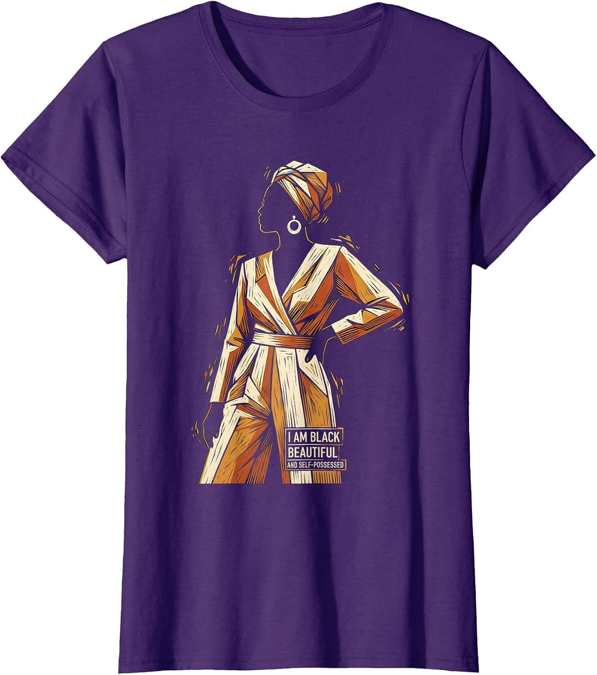 Women's I Am Black, Beautiful, and Self-Possessed Afro Pride T-Shirt - Purple