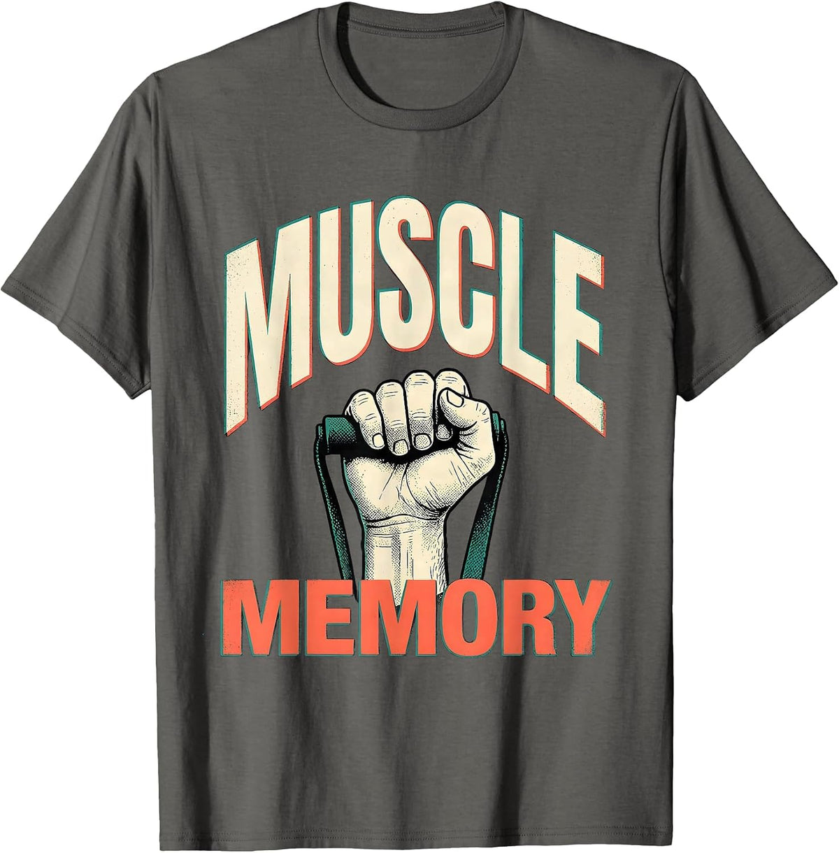 Men's Muscle Memory Funny Therapy Therapist Gift Humor T-Shirt - Asphalt Grey