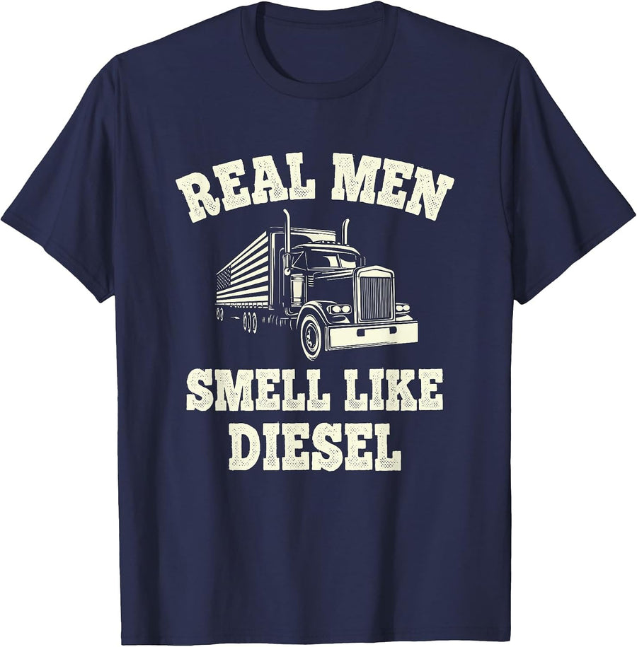 Real Men Smell Like Diesel T-Shirt - Navy Blue