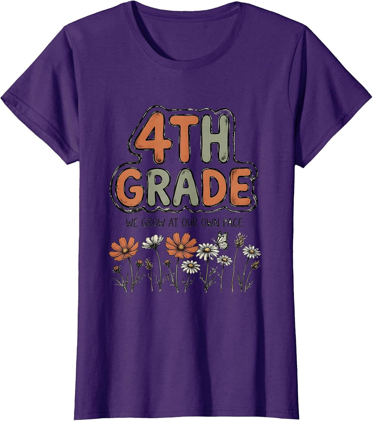 Women's 4th Grade We Grow At Our Own Pace Wholesome Teacher Pride T-Shirt - Purple