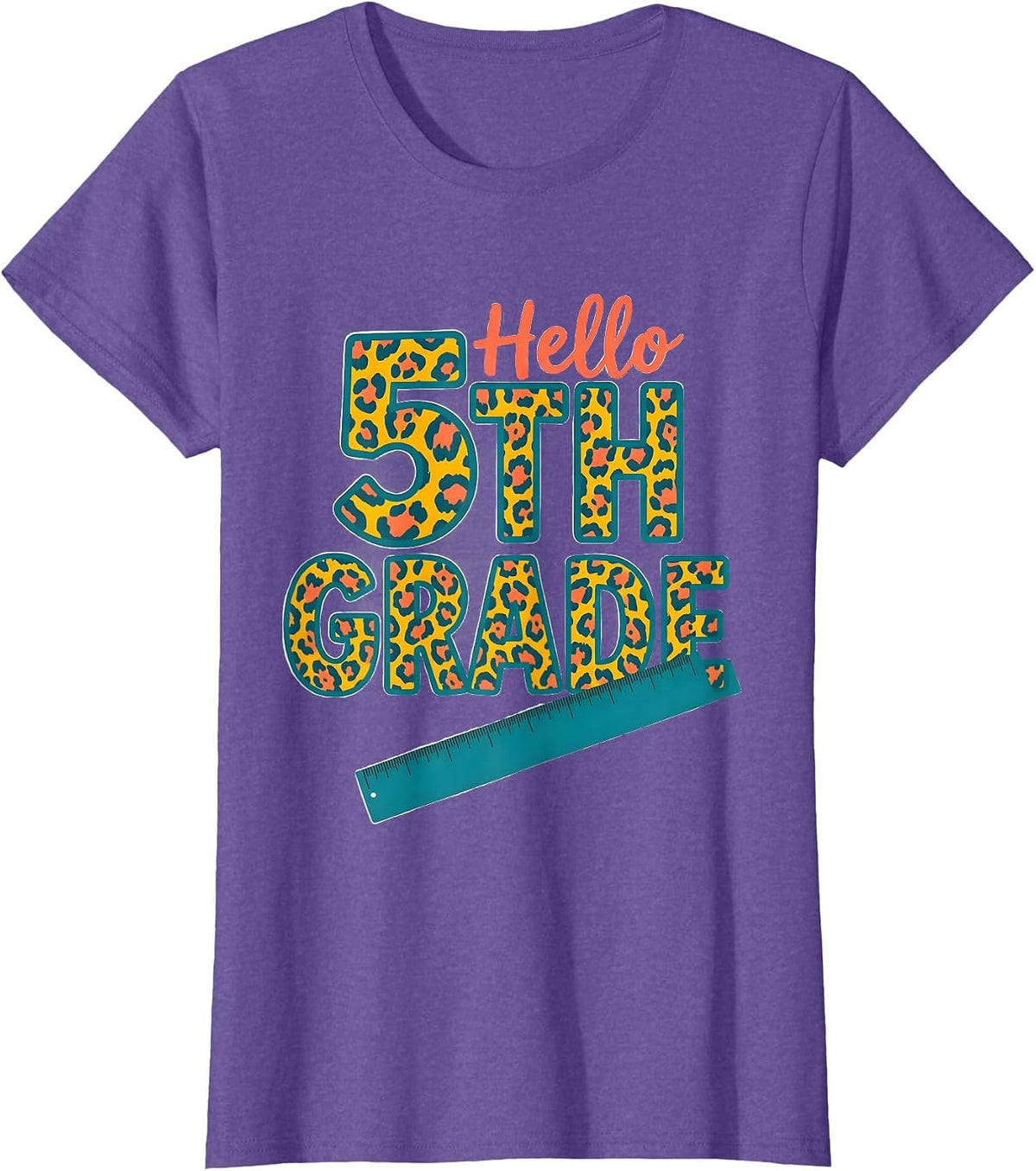 Hello 5th Grade Kids Girl Teacher Back To School 2026 T-Shirt - Purple Heather