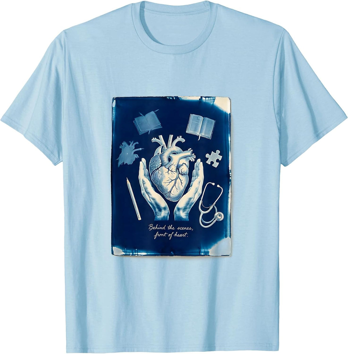 Men's Behind the Scenes Front of Heart Paraprofessional T-Shirt - Baby Blue