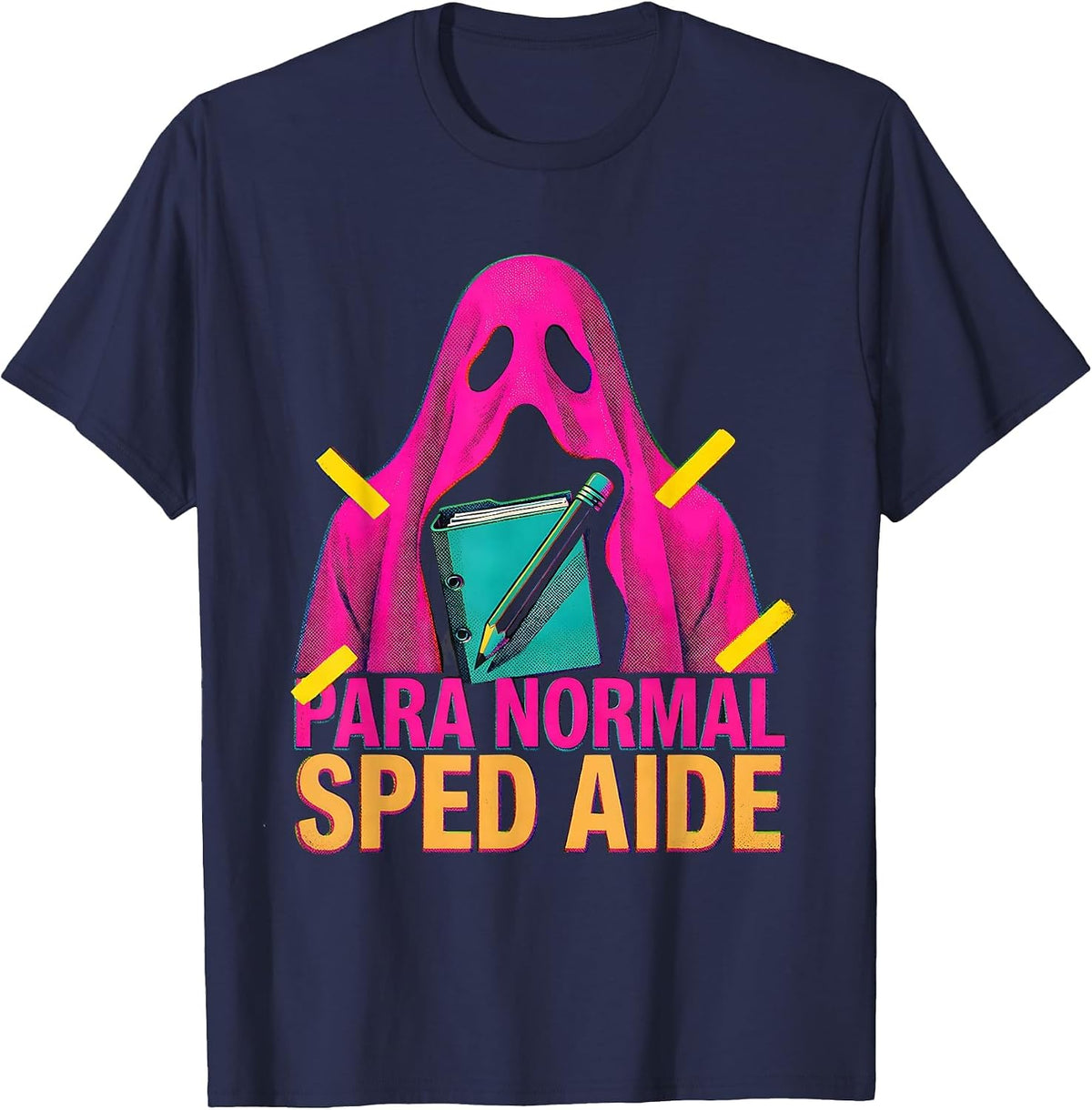 Para Normal SPED Aide Ghost Paraprofessional Halloween T-Shirt - Navy Blue