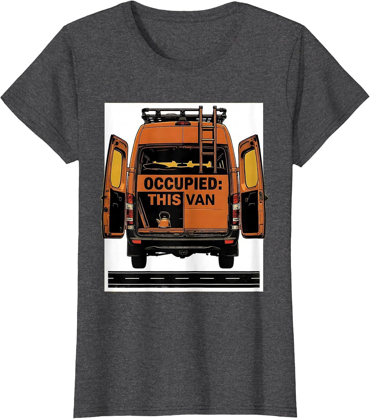 Women's Occupied: This Van Vintage Van Life Nomads Road Trip T-Shirt - Dark Heather Grey