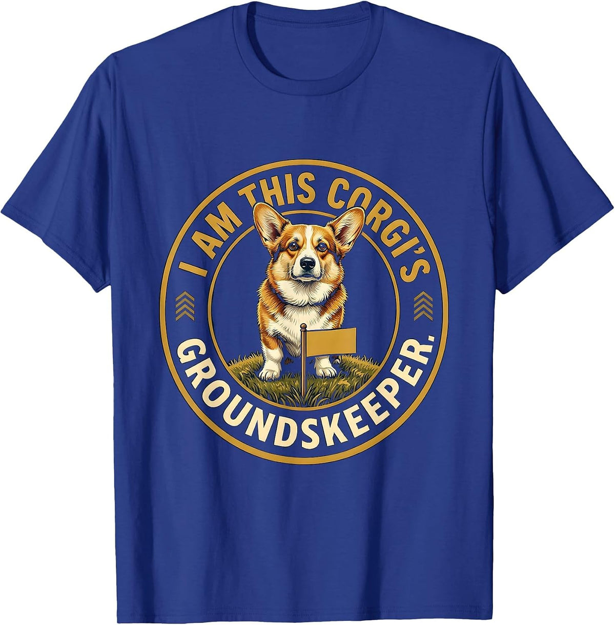 I Am This Corgi's Groundskeeper Funny Corgi Owner Retro T-Shirt - Royal Blue