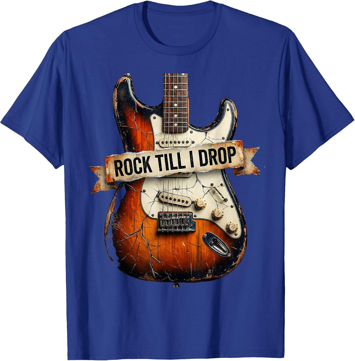 Rock Till I Drop Bold Music Lover Design T-Shirt - Royal Blue