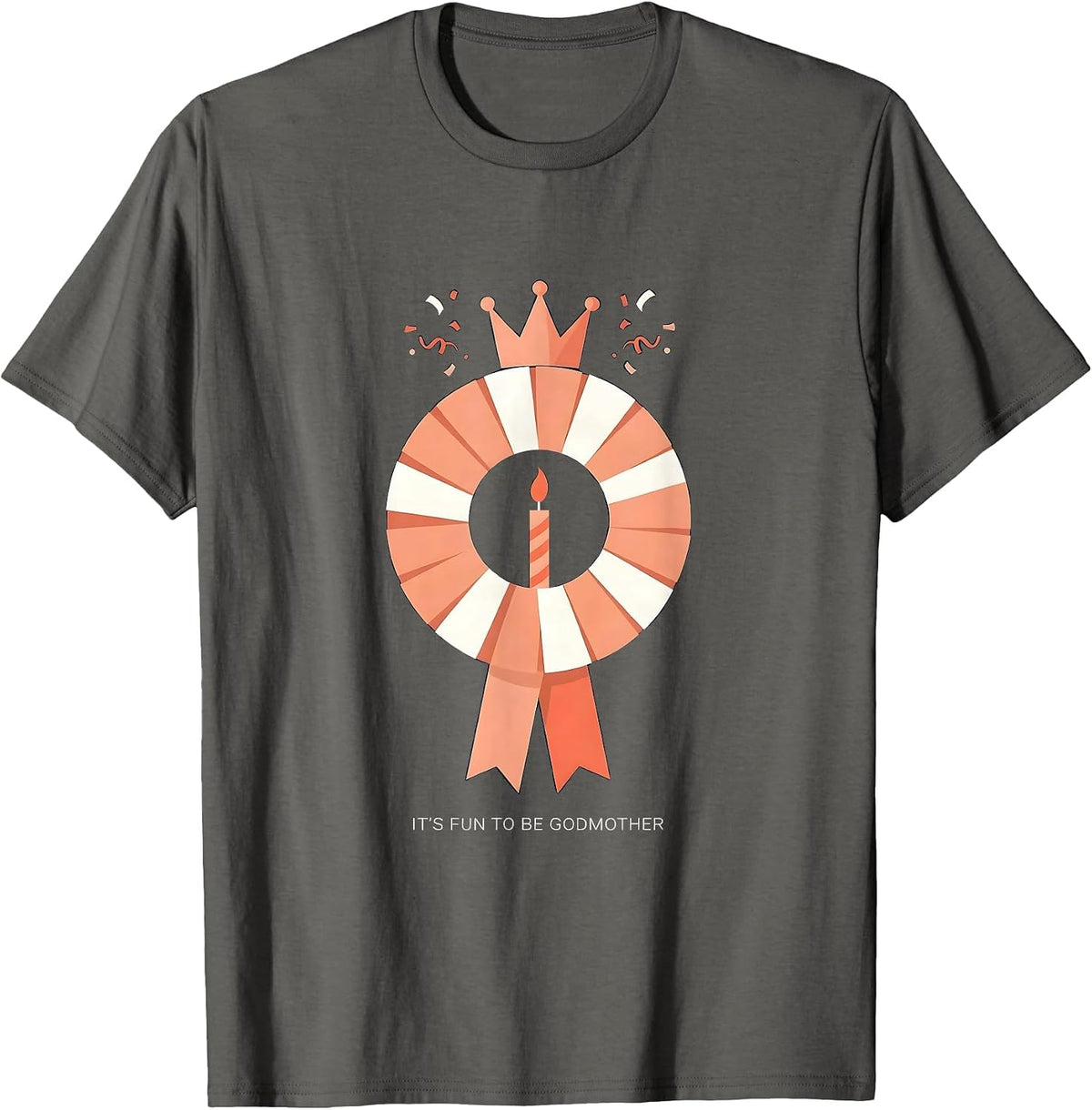 It's Fun To Be Godmother Minimalist Birthday Party Matching T-Shirt - Asphalt Grey