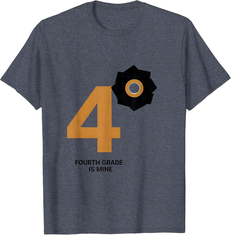 Fourth Grade Is Mine Leopard Teacher Back To School Girl T-Shirt - Heather Blue