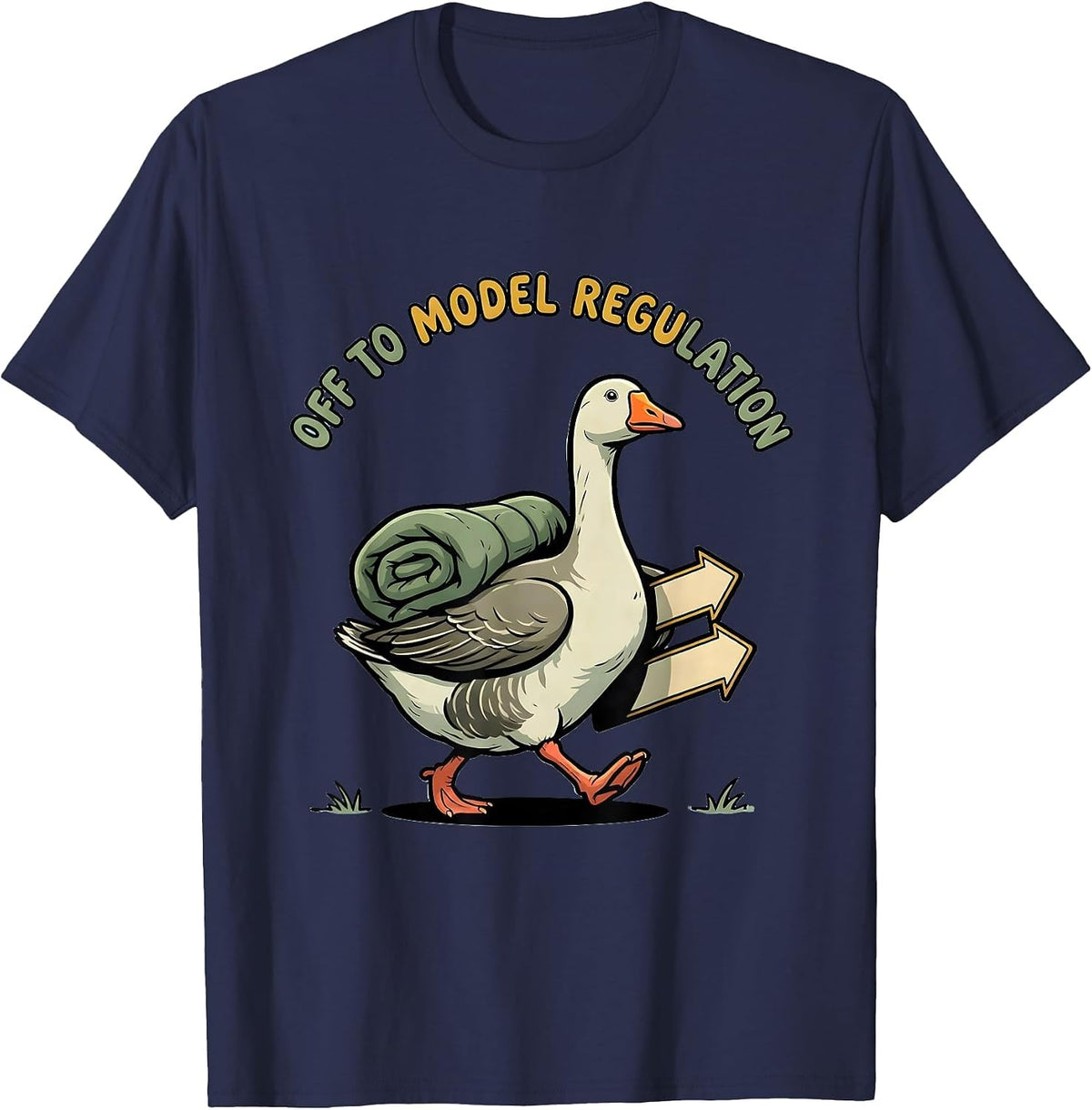 Off To Model Regulation Funny Mental Health Therapist Silly T-Shirt - Navy Blue