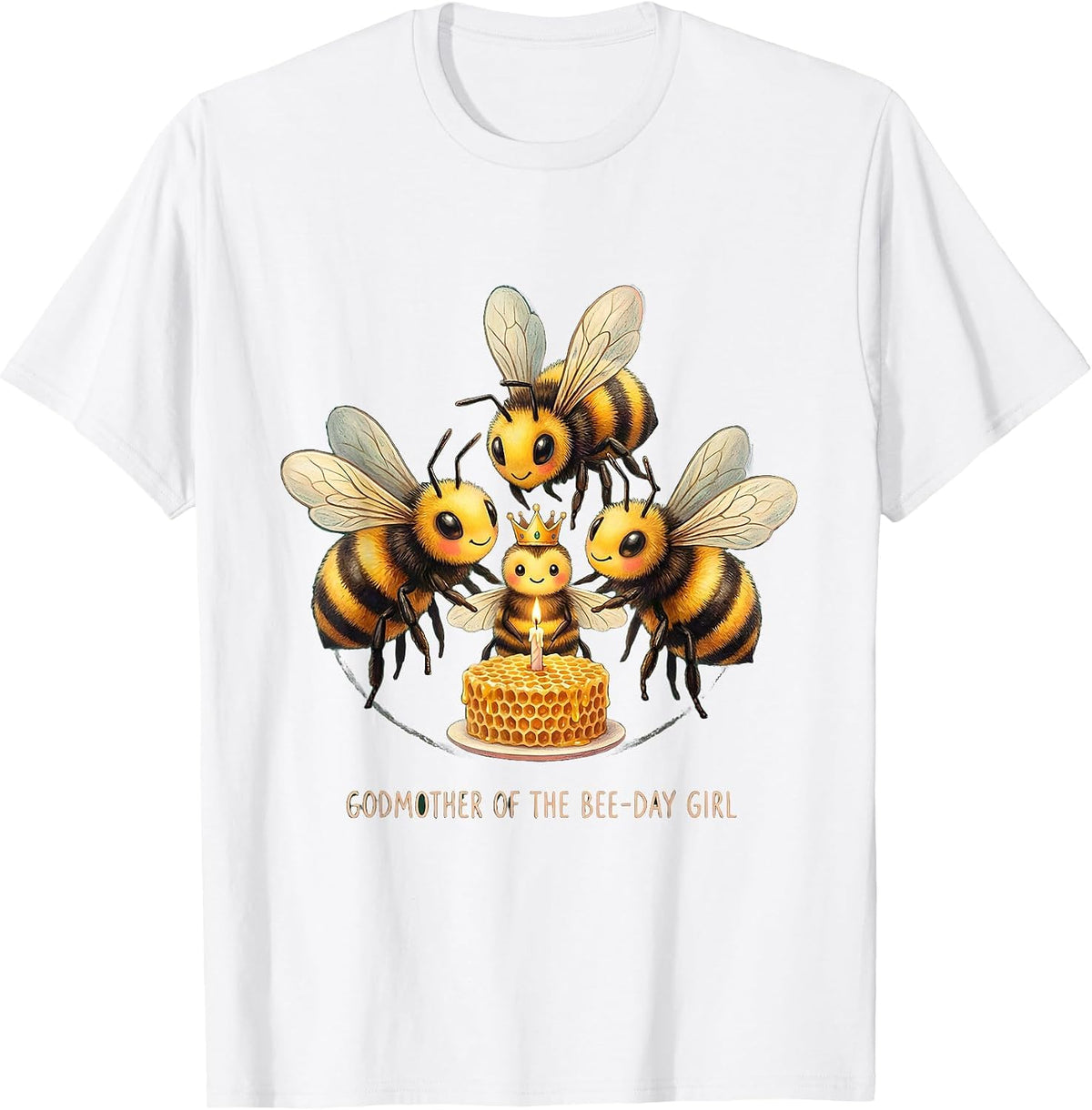 Men's Godmother of the Bee-Day Girl Storybook Birthday Matching T-Shirt - White