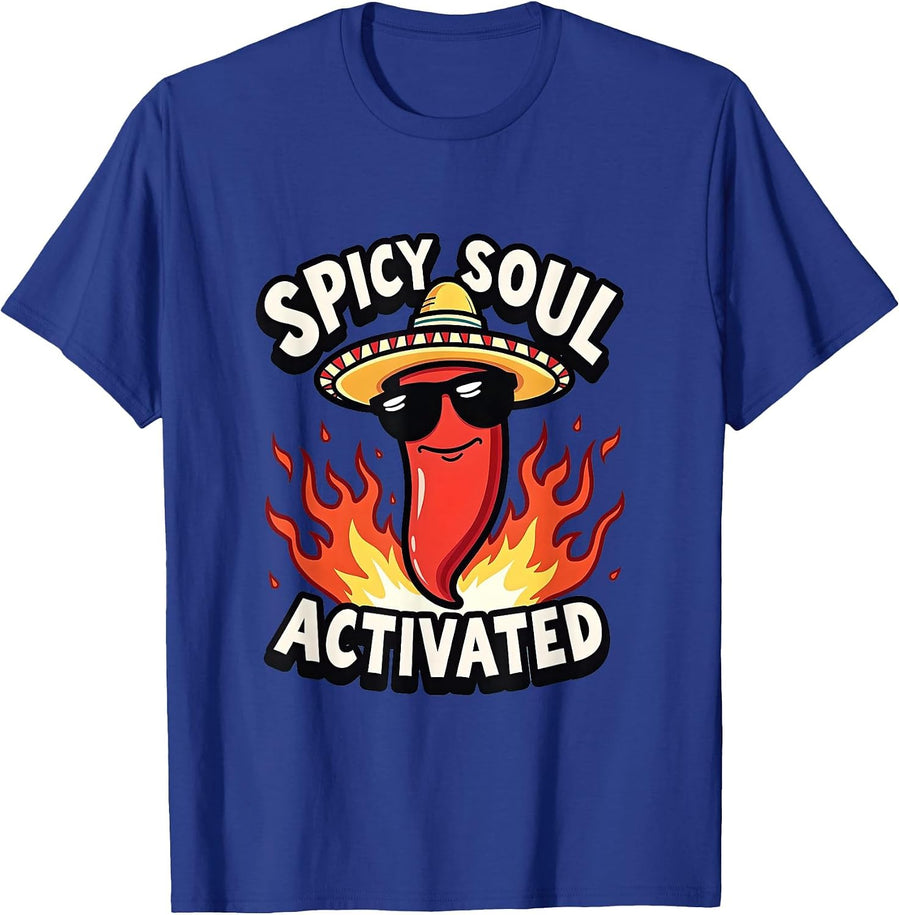 Spicy Soul Activated Cinco De Mayo Design T-Shirt - Royal Blue