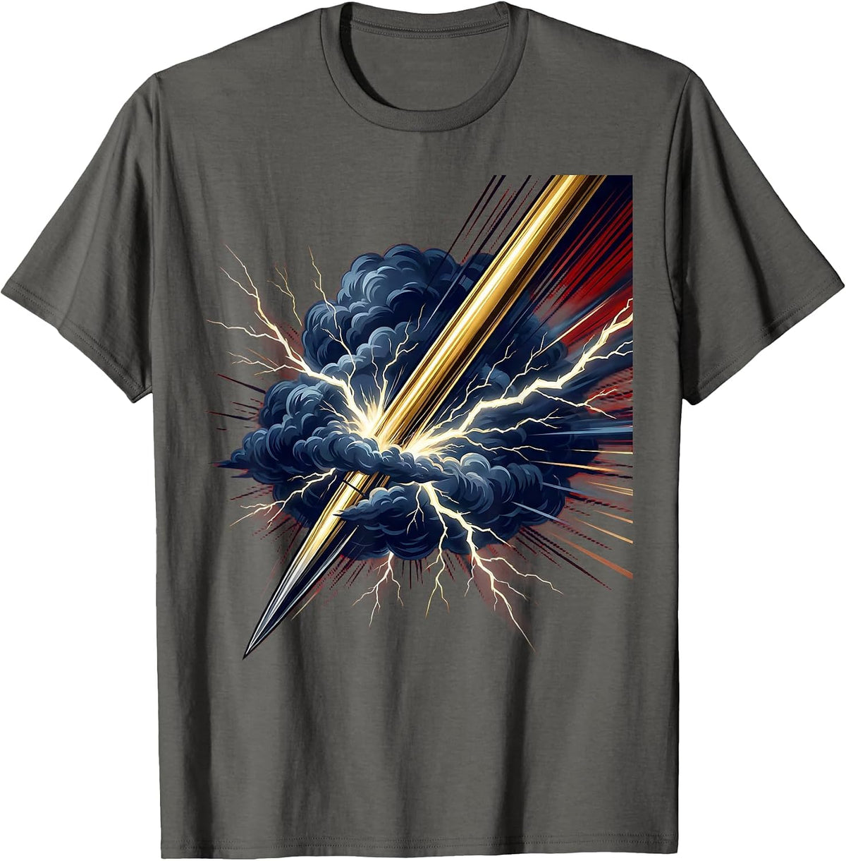 Men's Javelin Through Thundercloud Sports Graphic T-Shirt - Asphalt Grey