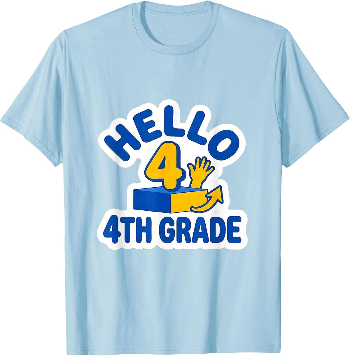 Men's Hello, 4th Grade Sticker Back To School Teacher Student Gift T-Shirt - Baby Blue