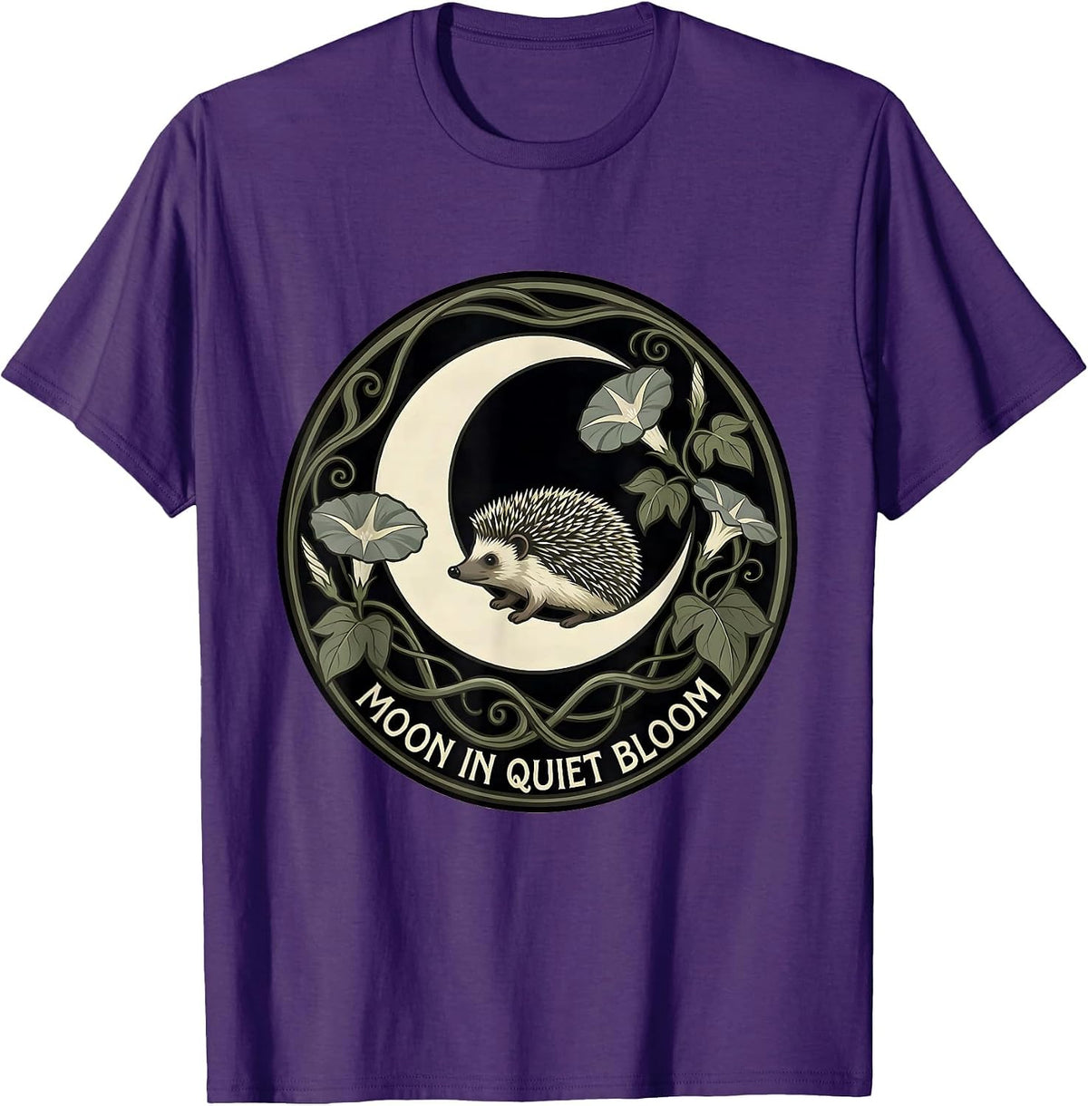 Moon In Quiet Bloom Art Nouveau Boho Celestial Women Gift T-Shirt - Purple