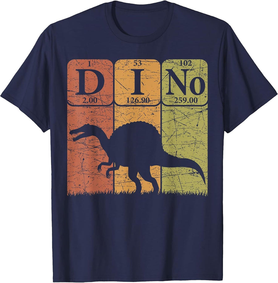Dinosaur Periodic Table Elements Spinosaurus Paleontologist T-Shirt - Navy Blue