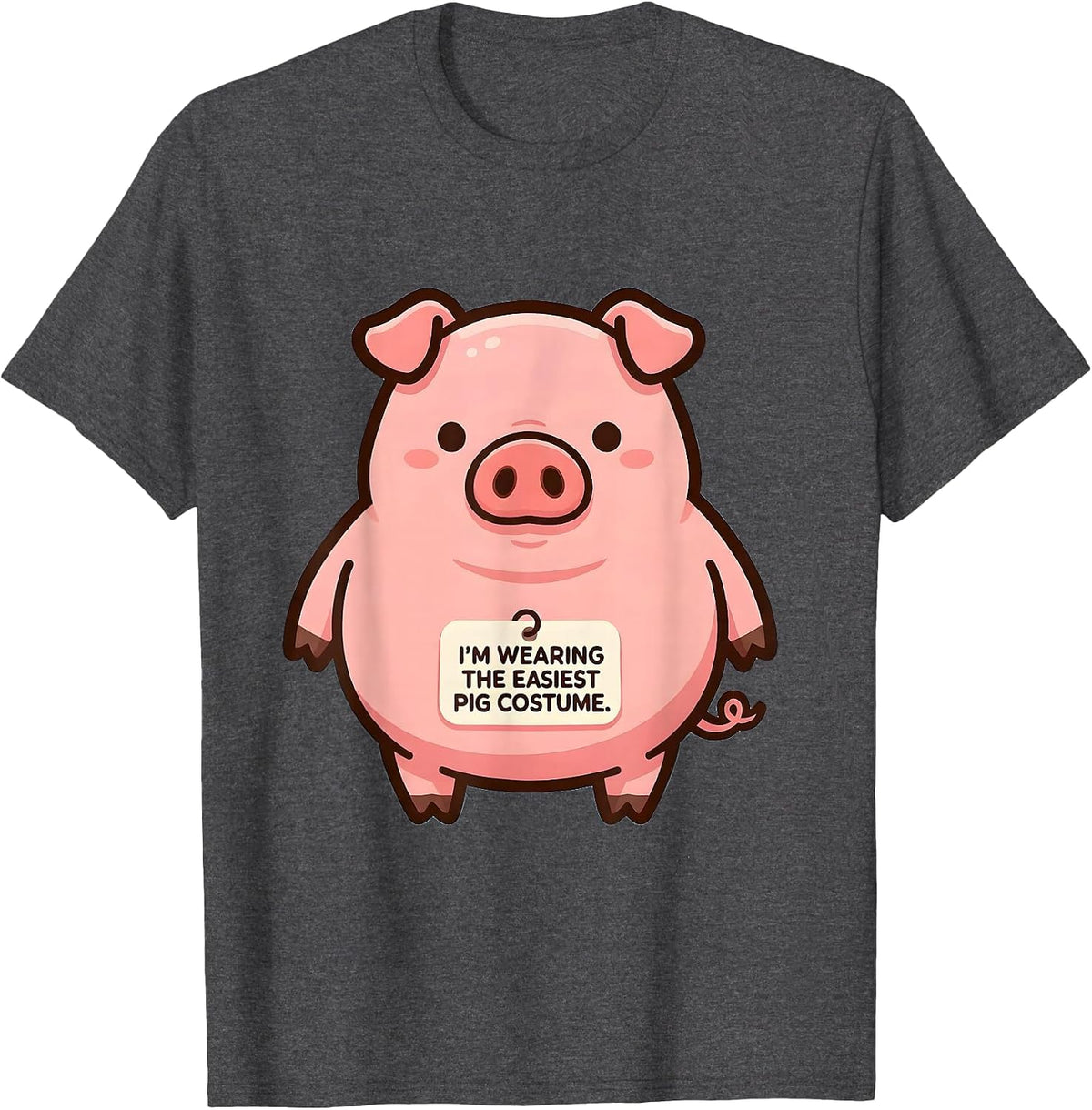 I’m Wearing The Easiest Pig Costume Cute Kawaii Halloween T-Shirt - Dark Heather Grey